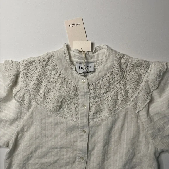 FRNCH Women’s White Romantic Blouse Size Small - Picture 3 of 5